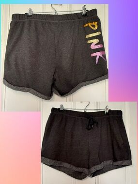 PINK Victoria's Secret NWT Gray Fleece High Rise Logo Shorts - XL